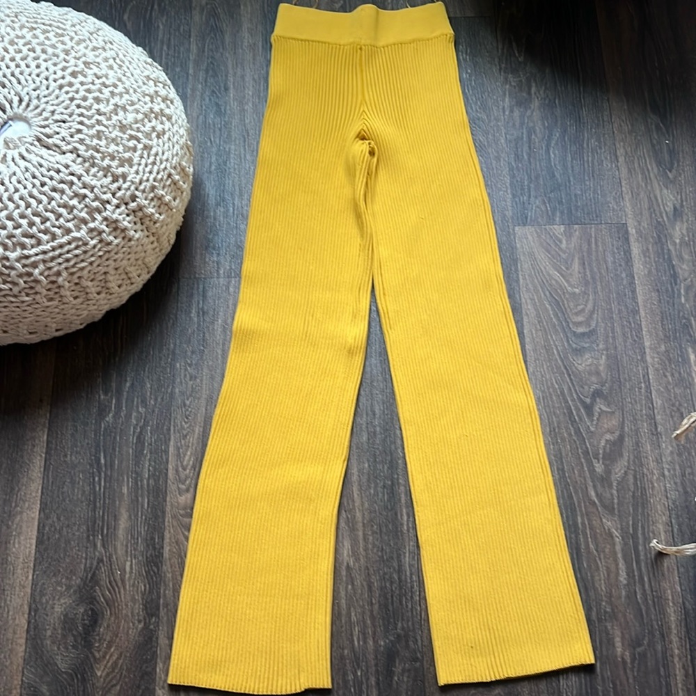 Cult Gaia Gold Ribbed Pants